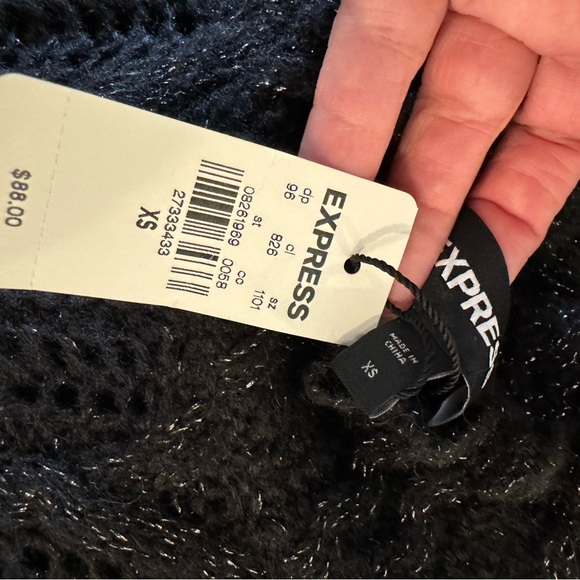 EXPRESS Black and Gold Shimmer Sweater. - Picture 8 of 9